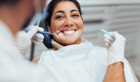 Woman getting dental treatment